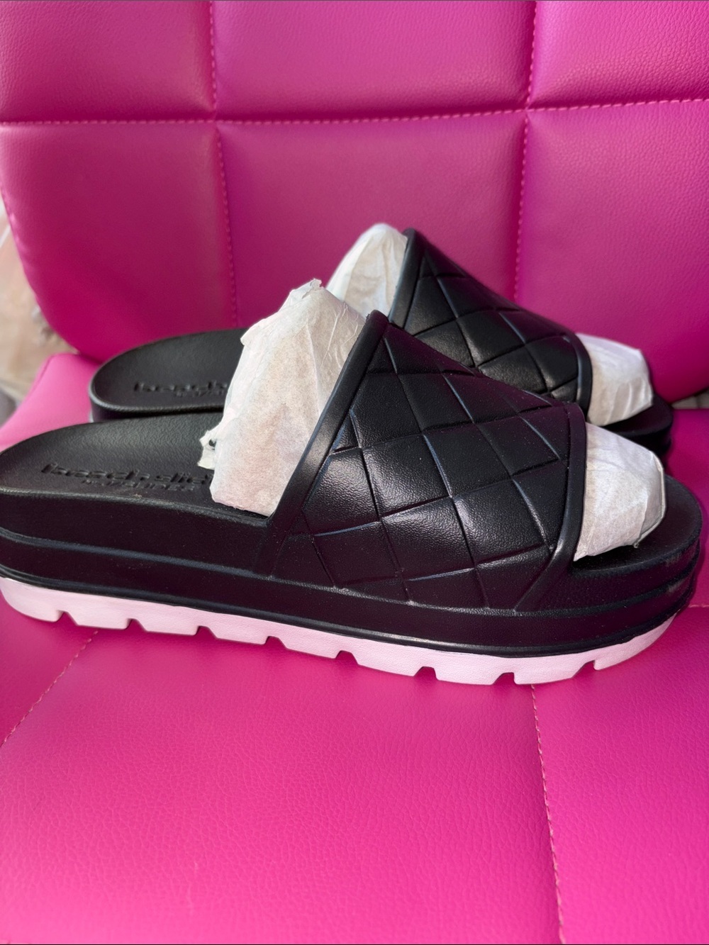 J/Slides Black Eva Stud Sandals Size 9